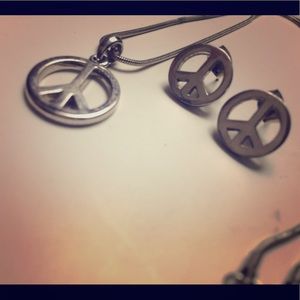 Peace earrings and necklace